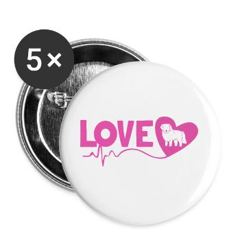 Pyrenäenhund - Buttons groß 56 mm (5er Pack) - Weiß - Vorne