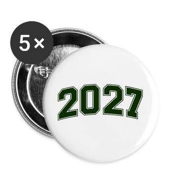 2027 Grüne Outline-Zahlen - Buttons groß 56 mm (5er Pack) - Weiß - Vorne