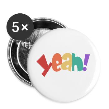 Bunte Yeah Typografie Design - Buttons groß 56 mm (5er Pack) - Weiß - Vorne