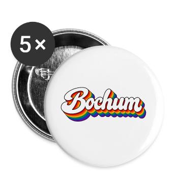 Bochum - Regenbogen - Ruhrpott - Deutschland - Buttons groß 56 mm (5er Pack) - Weiß - Vorne