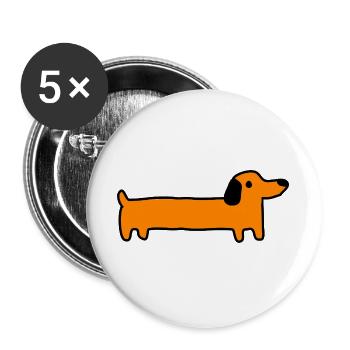 Dackel Hund Geschenk - Buttons groß 56 mm (5er Pack) - Weiß - Vorne