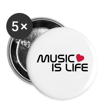 music is life heart FR - Lot de 5 grands badges (56 mm) - blanc - Devant