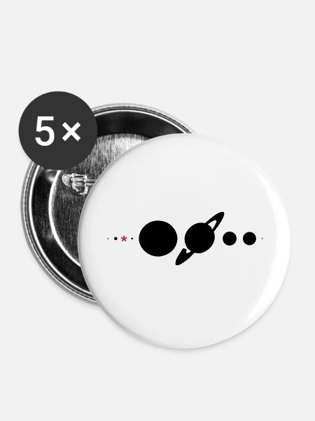 Sonnensystem* - Buttons groß 56 mm (5er Pack) - Weiß