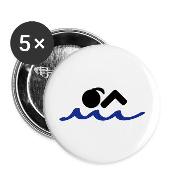 Schwimmerin schwimmt im Wasser - Buttons groß 56 mm (5er Pack) - Weiß - Vorne