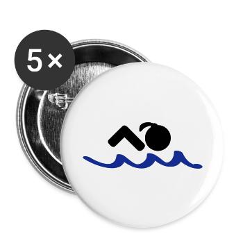 schwimmerin schiwmmen schwimmbad - Buttons groß 56 mm (5er Pack) - Weiß - Vorne