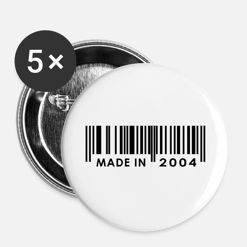 Geburtstag 2004 - Buttons groß 56 mm (5er Pack) - Weiß