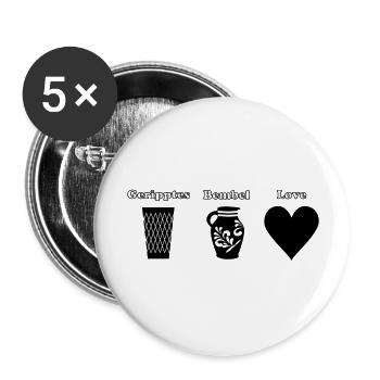 Geripptes Bembel Love - Buttons groß 56 mm (5er Pack) - Weiß - Vorne