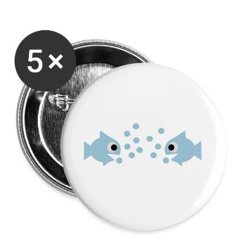 Poisson - Lot de 5 grands badges (56 mm) - blanc - Devant