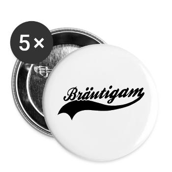Bräutigam - Buttons groß 56 mm (5er Pack) - Weiß - Vorne