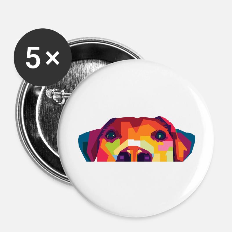 Hunde WPAP Design - Buttons groß 56 mm (5er Pack) - Weiß
