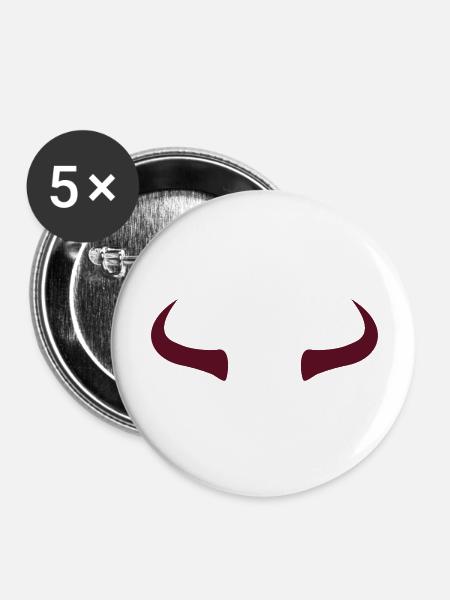 Bull Horns - red - Buttons groß 56 mm (5er Pack) - Weiß