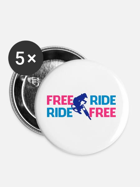 Freeride Biker - Buttons groß 56 mm (5er Pack) - Weiß