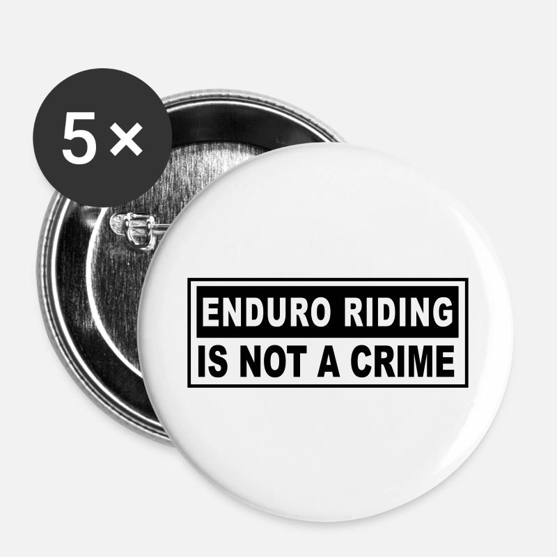 enduro riding not a crime - Buttons large 2.2''/56 mm (5-pack) - white