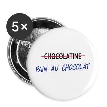 Pain au chocolat - Lot de 5 grands badges (56 mm) - blanc - Devant