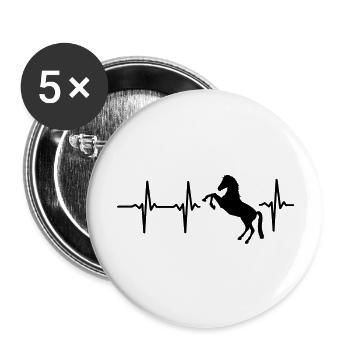 EIN HERZ FÜR PFERDE - ICH LIEBE PFERDE! - Buttons groß 56 mm (5er Pack) - Weiß - Vorne