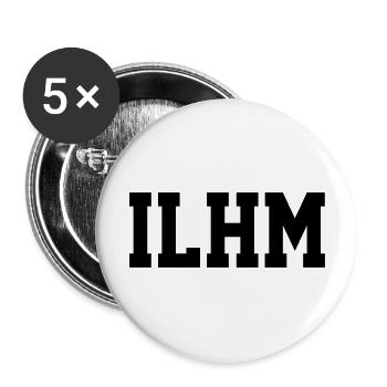 ILHM - I LOVE HOUSE MUSIC - Buttons groß 56 mm (5er Pack) - Weiß - Vorne