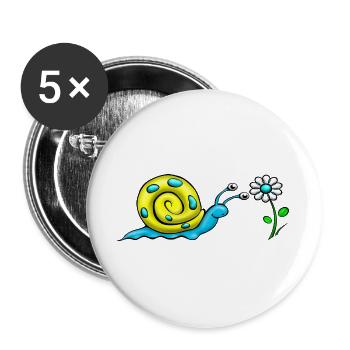 Snail with flower - Buttons large 2.2''/56 mm (5-pack) - white - Front