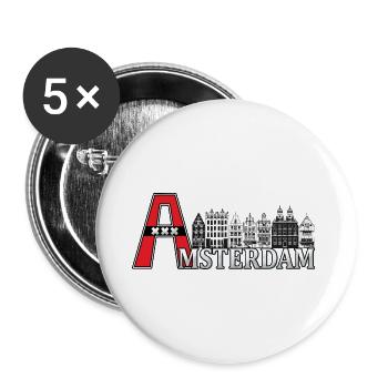 Amsterdam mit einem großen A - Buttons groß 56 mm (5er Pack) - Weiß - Vorne