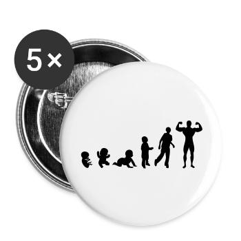 evolution men homme human sport bodybuilding - Lot de 5 grands badges (56 mm) - blanc - Devant