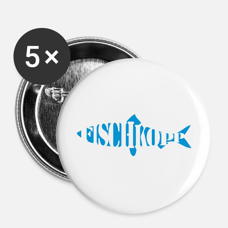 fischkopp - Buttons groß 56 mm (5er Pack) - Weiß