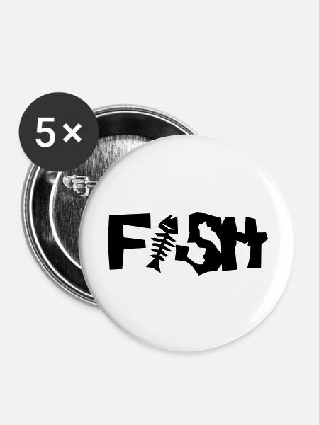 fisch - Buttons groß 56 mm (5er Pack) - Weiß