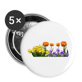 daffodils roses rosen blumen flowers tulips tulpen - Buttons groß 56 mm (5er Pack) - Weiß - Vorne