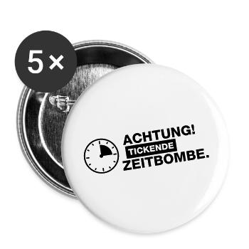 achtung_tickende_zeitbombe - Lot de 5 grands badges (56 mm) - blanc - Devant