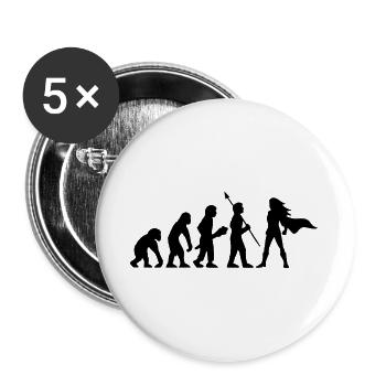 Evolution Superheroine Heroine Power Girl Gift - Buttons large 2.2''/56 mm (5-pack) - white - Front