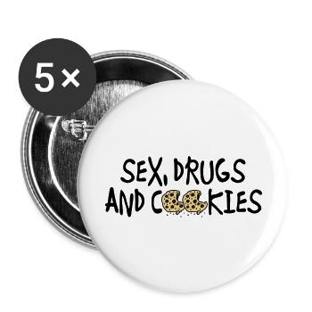 sex_drugs_and_cookies - Lot de 5 grands badges (56 mm) - blanc - Devant