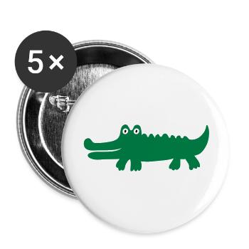 Krokodil - Buttons groß 56 mm (5er Pack) - Weiß - Vorne
