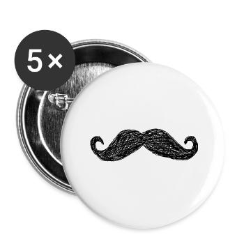 Moustache - Lot de 5 grands badges (56 mm) - blanc - Devant