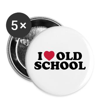 I love old school - Lot de 5 grands badges (56 mm) - blanc - Devant
