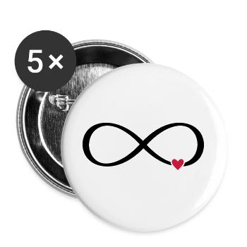 Unendlichkeitszeichen Herz Liebe Geschenk - Buttons groß 56 mm (5er Pack) - Weiß - Vorne