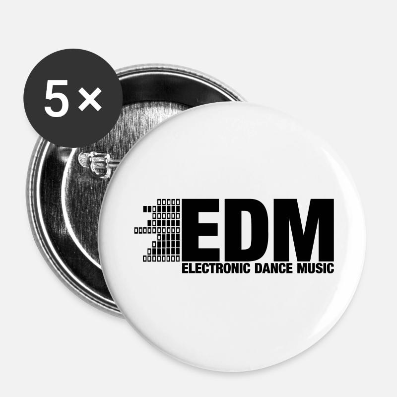 ELECTRO,DUBSTEP,EDM,MUSIC,DANCE,ELECTRONIC,MINIMAL - Buttons groß 56 mm (5er Pack) - Weiß