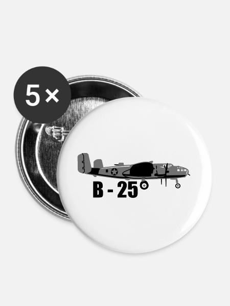 Bomber B-25 - Buttons groß 56 mm (5er Pack) - Weiß