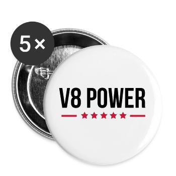 V8 Power - Buttons groß 56 mm (5er Pack) - Weiß - Vorne