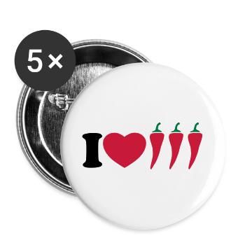 I love chilli - Buttons large 2.2''/56 mm (5-pack) - white - Front