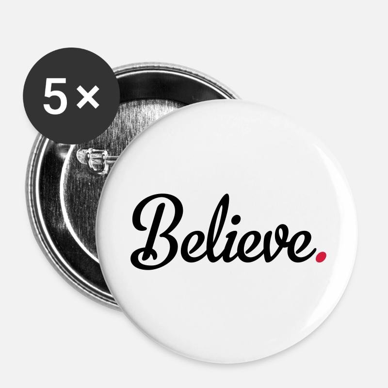 believe - Buttons large 2.2''/56 mm (5-pack) - white
