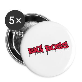 Big Boss - Lot de 5 grands badges (56 mm) - blanc - Devant