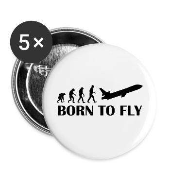 born to fly - Buttons large 2.2''/56 mm (5-pack) - white - Front