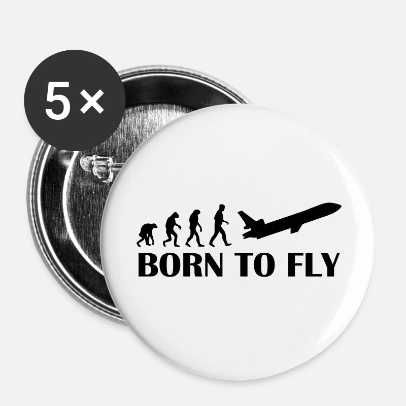 born to fly - Buttons large 2.2''/56 mm (5-pack) - white