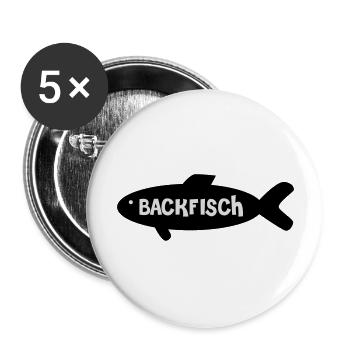 Backfisch - Buttons groß 56 mm (5er Pack) - Weiß - Vorne