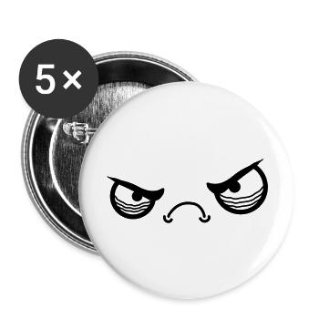Angry Face - Buttons groß 56 mm (5er Pack) - Weiß - Vorne