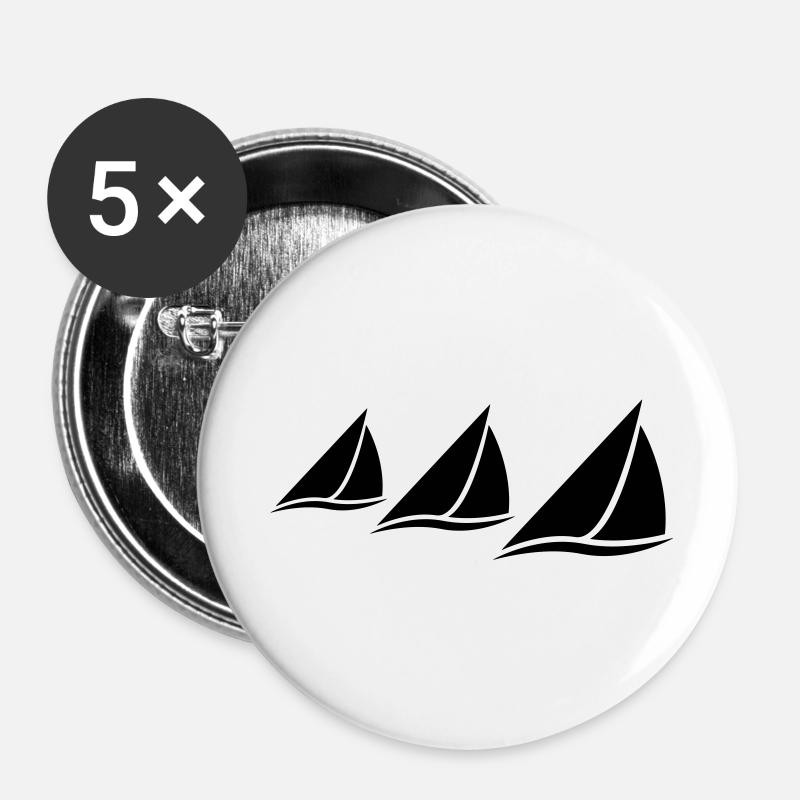 3 Sailing Boats Logo - Buttons large 2.2''/56 mm (5-pack) - white
