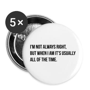always right - Buttons large 2.2''/56 mm (5-pack) - white - Front