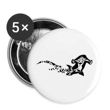 toller Hammerhai-Tribal-Tattoo-Stil - Buttons groß 56 mm (5er Pack) - Weiß - Vorne
