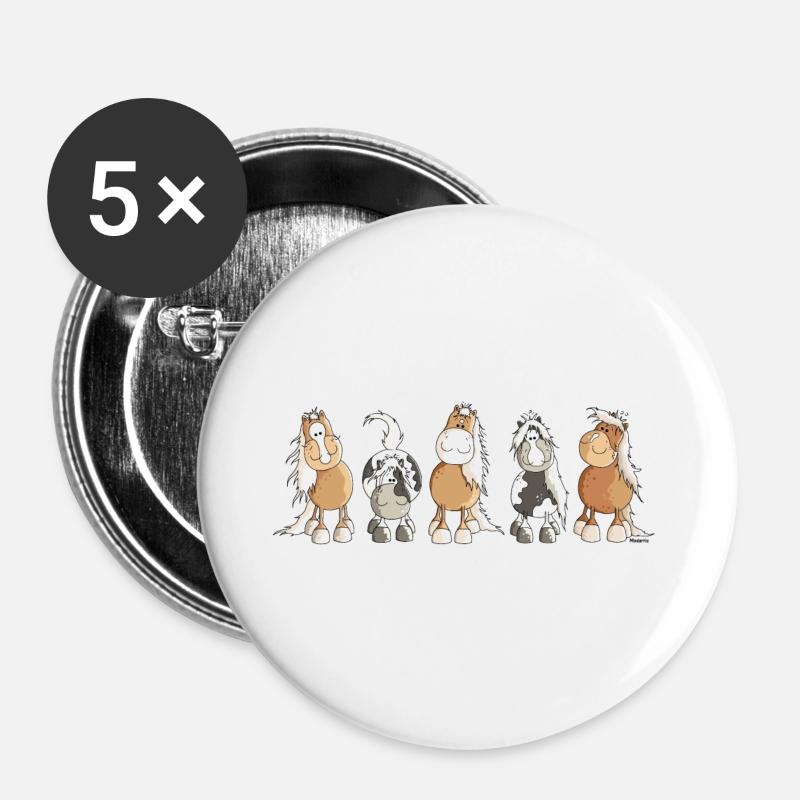 Funny Horses - Horse - Buttons large 2.2''/56 mm (5-pack) - white