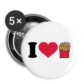 I love Fries - Buttons large 2.2''/56 mm (5-pack) - white - Front