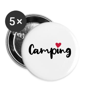 Camping Camper Herz Sommer Urlaub Wohnmobil Fan - Buttons groß 56 mm (5er Pack) - Weiß - Vorne