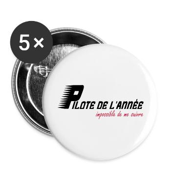 Pilote de l'année impossible de me suivre - Lot de 5 grands badges (56 mm) - blanc - Devant
